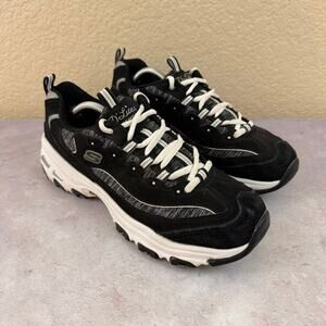 Skechers Womens D Lites 11936 Black Casual Shoes Sneakers Size 9.5